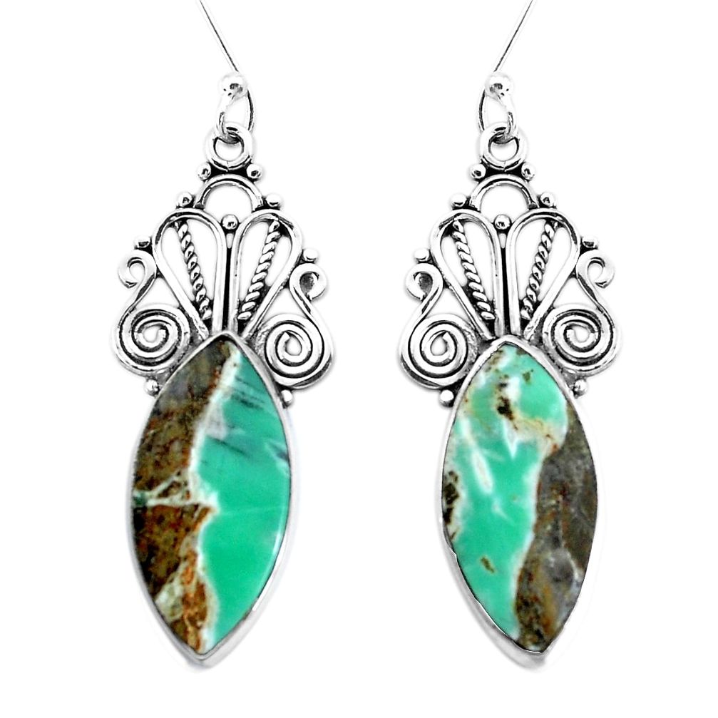 925 sterling silver 14.19cts natural green variscite dangle earrings p34872