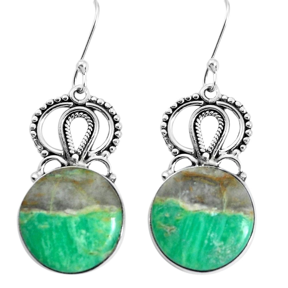 925 sterling silver 19.00cts natural green variscite dangle earrings p34928