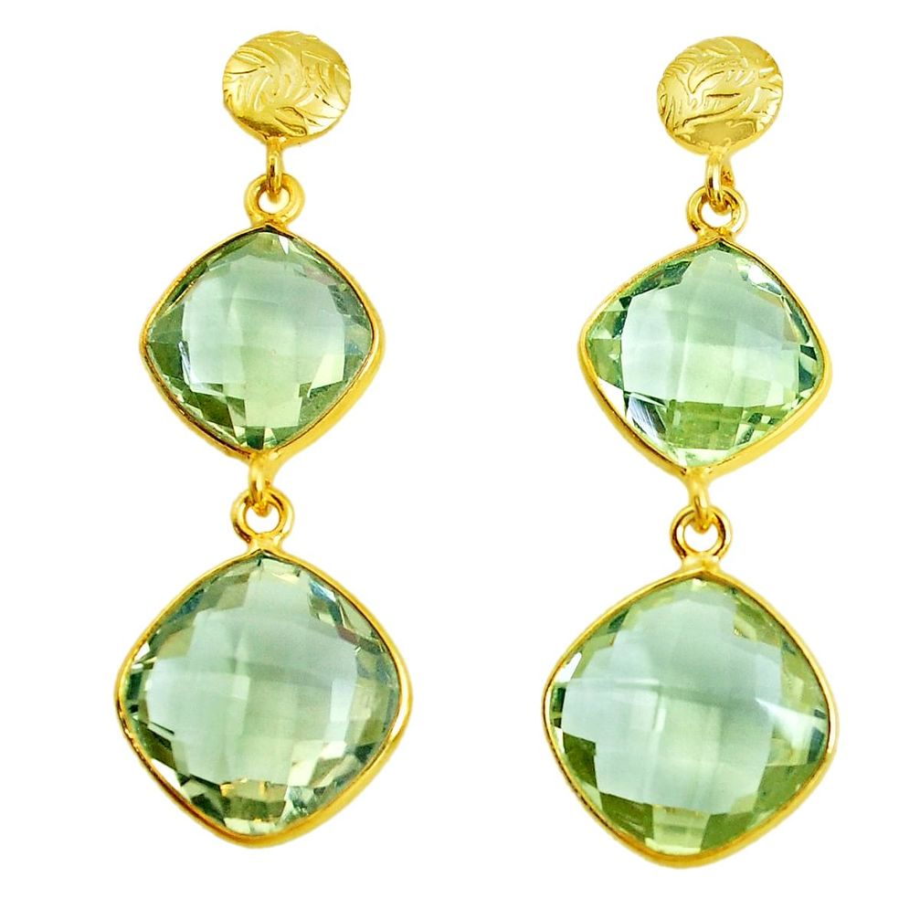 925 sterling silver 20.33cts natural lemon topaz 14k gold dangle earrings p43549