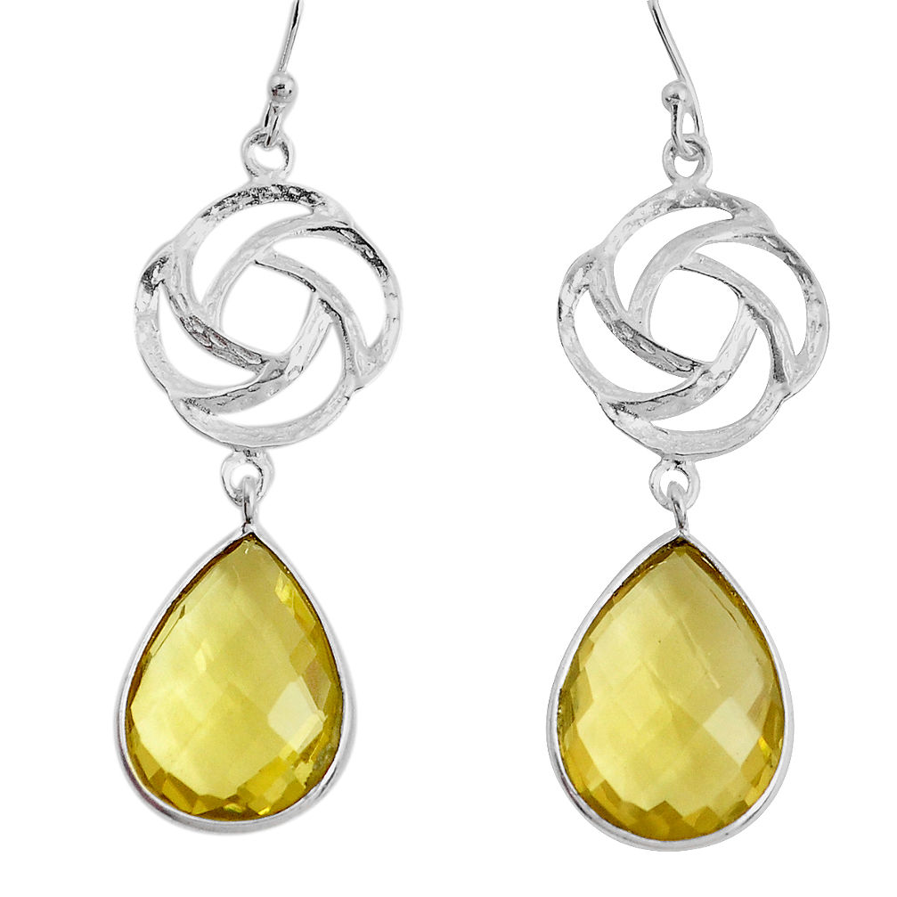 925 sterling silver 17.53cts natural lemon topaz dangle earrings jewelry p43536