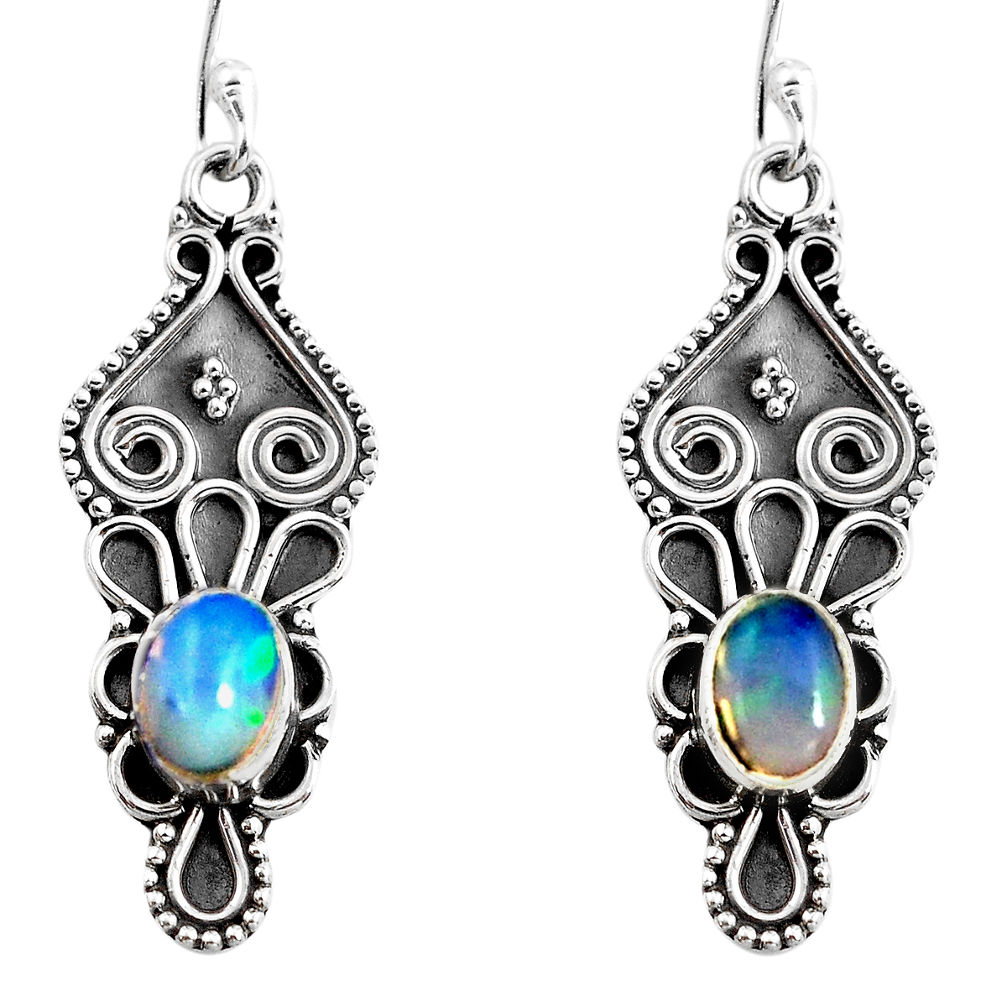 925 sterling silver 3.87cts natural multi color ethiopian opal earrings p92775