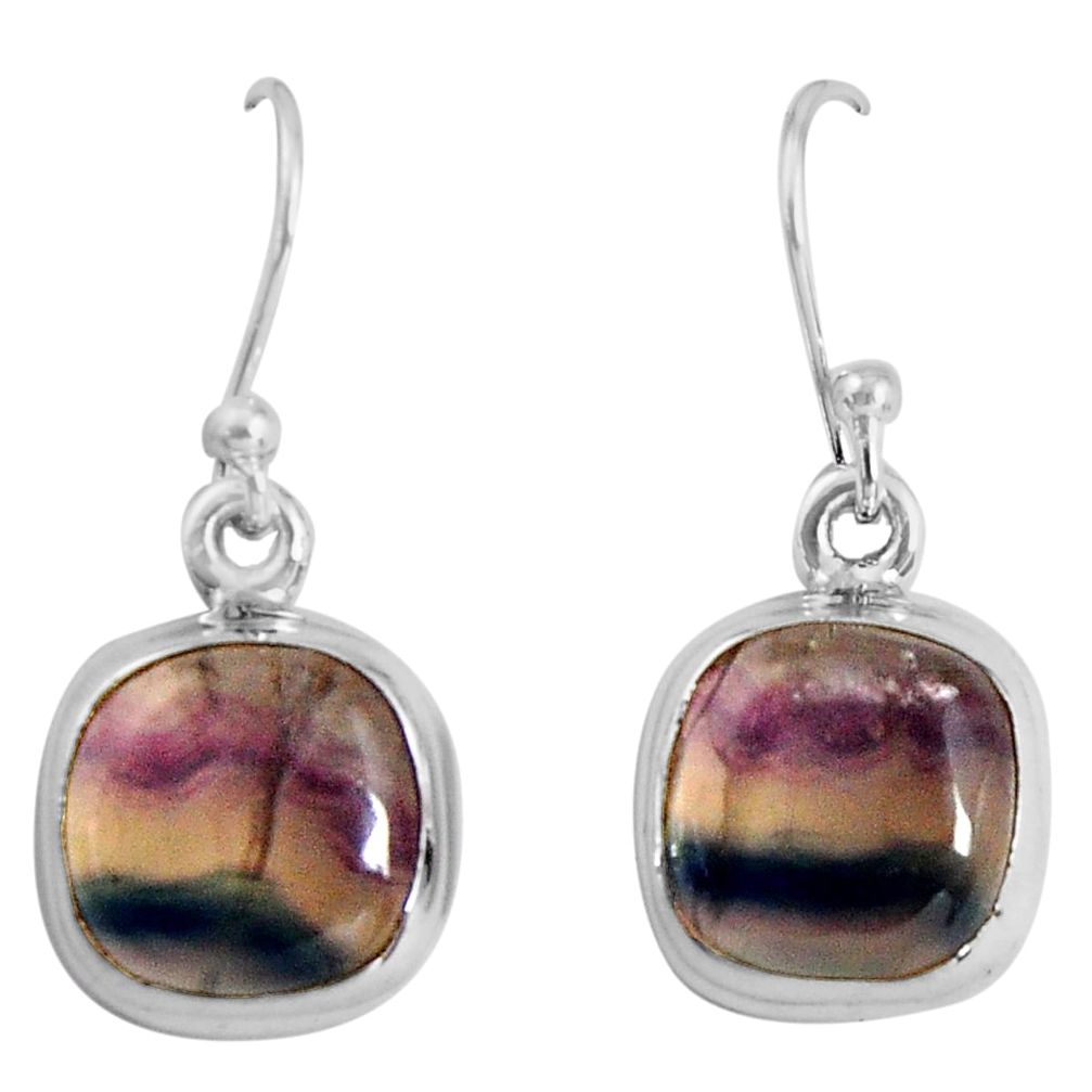 925 sterling silver 9.37cts natural multi color fluorite dangle earrings p89317