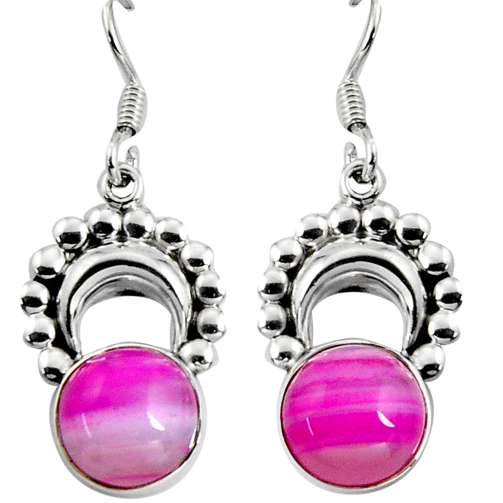 925 sterling silver 10.22cts natural pink botswana agate dangle earrings d32435