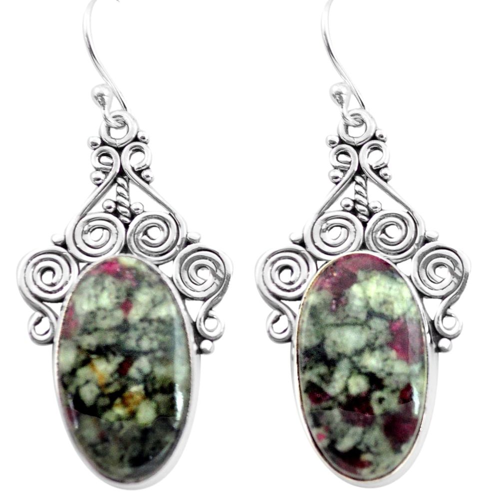 925 sterling silver 21.34cts natural pink eudialyte dangle earrings p72634