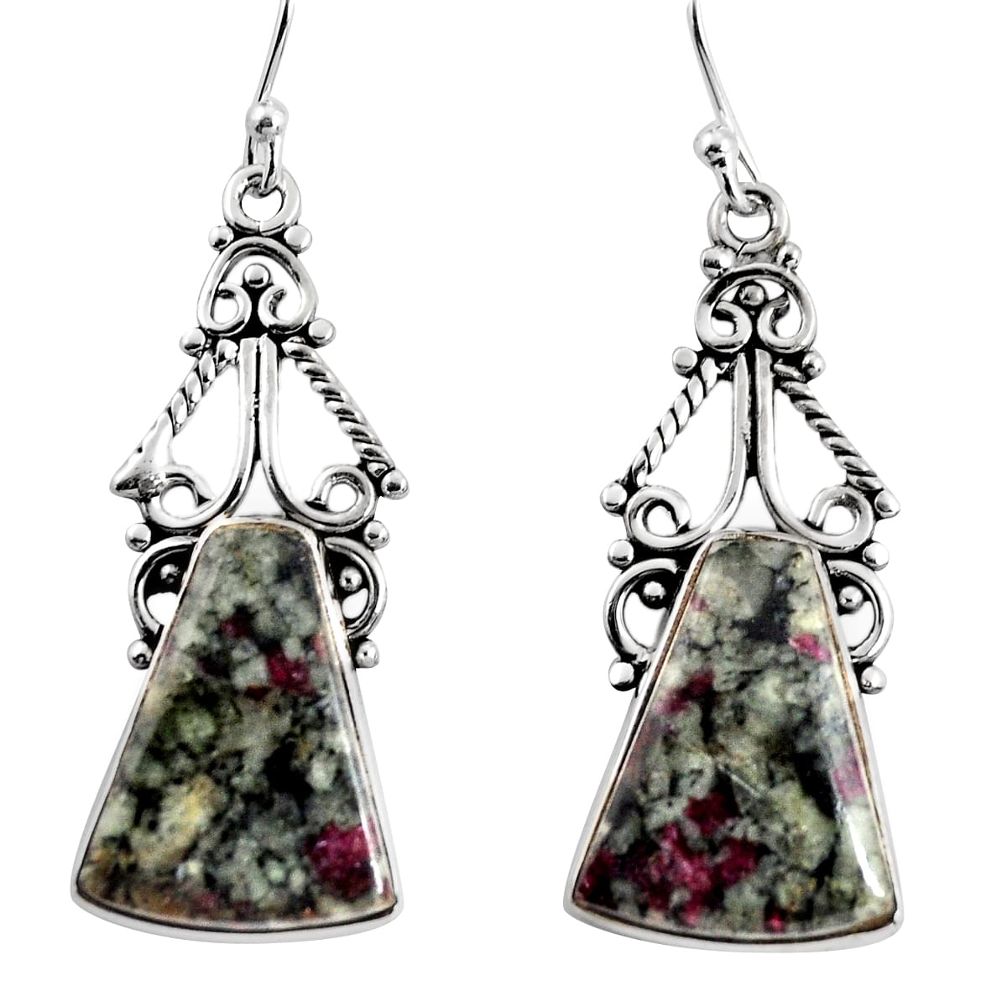 925 sterling silver 17.40cts natural pink eudialyte dangle earrings p91891