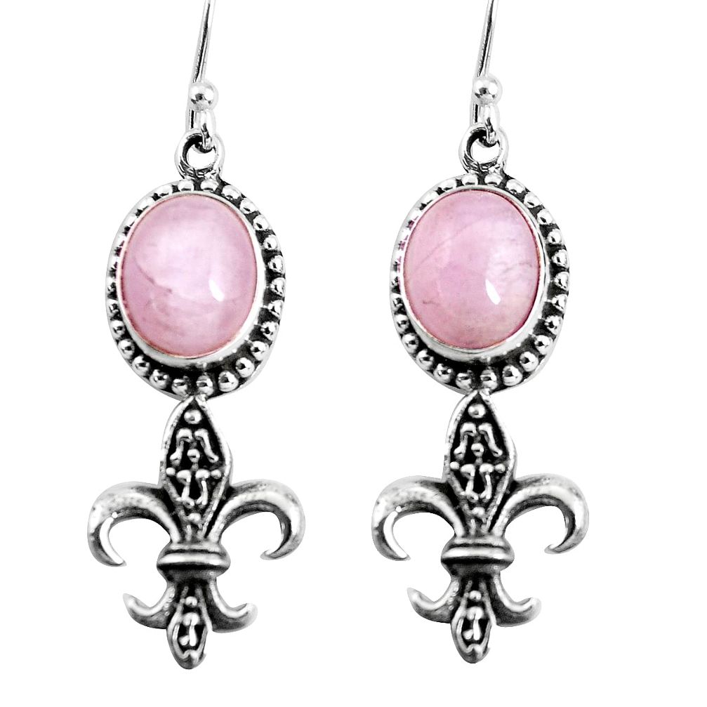 925 sterling silver 8.36cts natural pink kunzite dangle earrings jewelry p54953