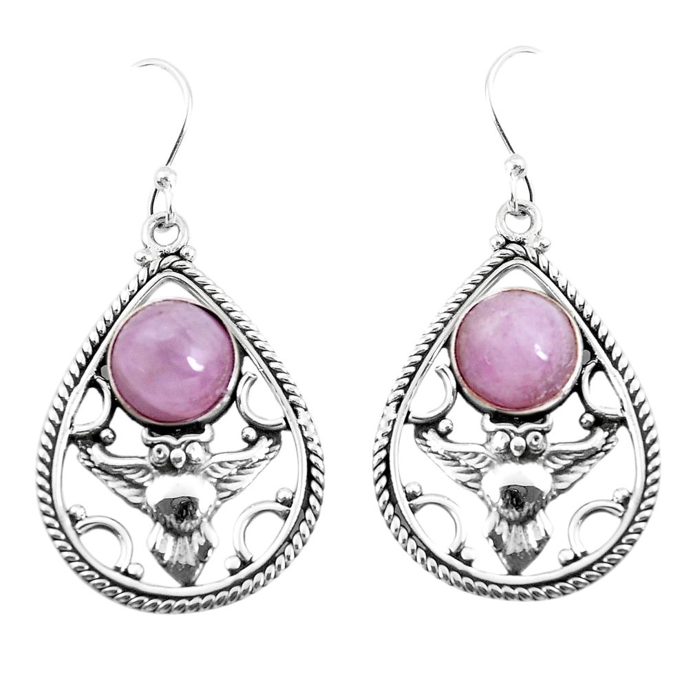 925 sterling silver 6.79cts natural pink kunzite owl earrings jewelry p52047