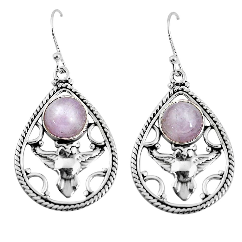 925 sterling silver 7.38cts natural pink kunzite owl earrings jewelry p58369