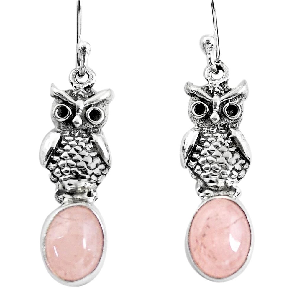 925 sterling silver 6.38cts natural pink morganite owl earrings jewelry p54978