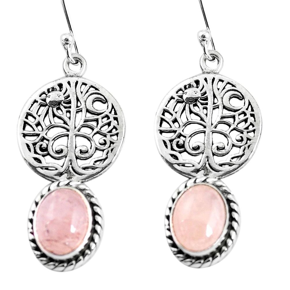 925 sterling silver 6.58cts natural pink morganite tree of life earrings p54853