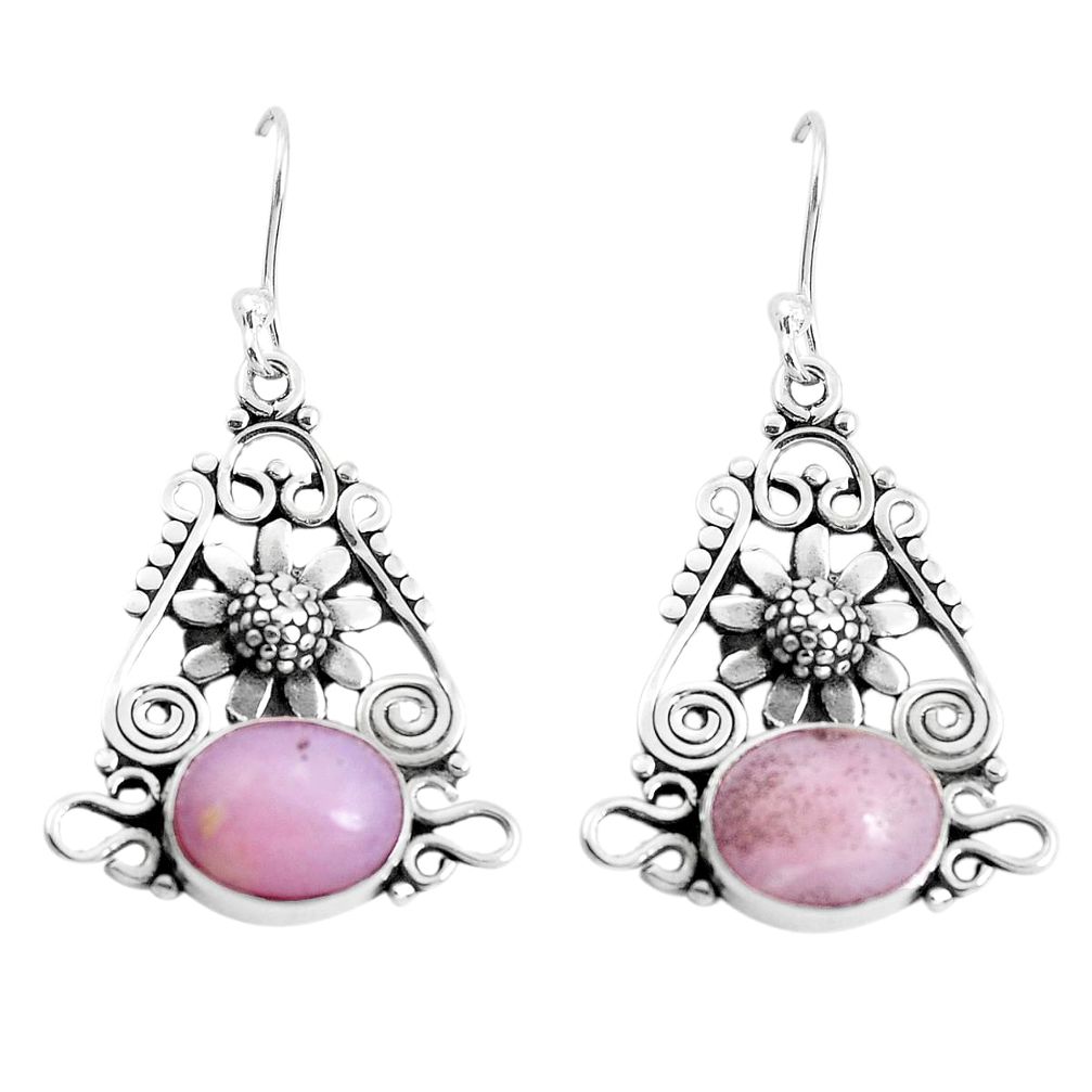 925 sterling silver 8.70cts natural pink opal flower earrings jewelry p52035