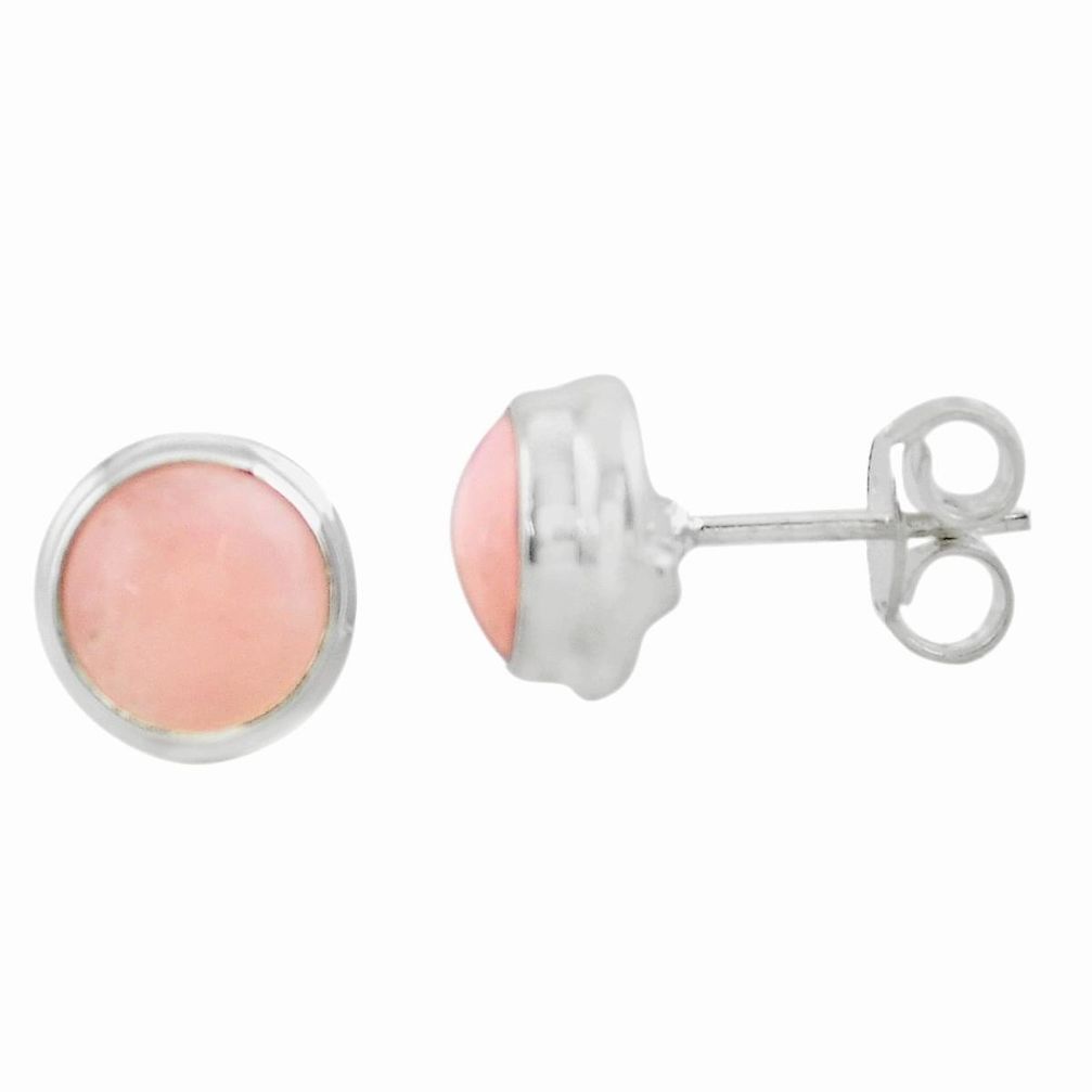 925 sterling silver 6.26cts natural pink opal stud earrings jewelry p74358