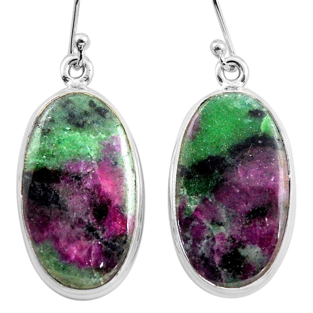 925 sterling silver 26.70cts natural pink ruby zoisite dangle earrings p88728