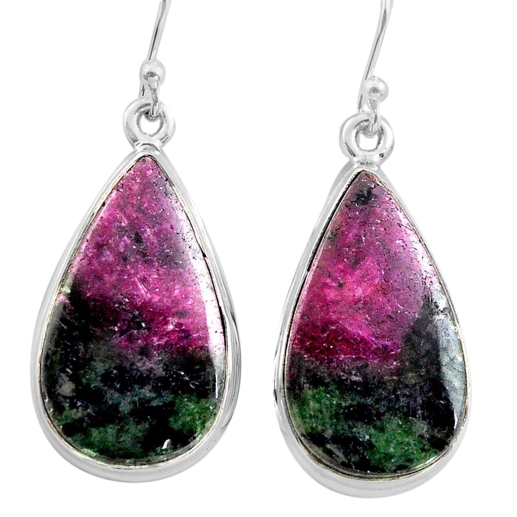 925 sterling silver 23.46cts natural pink ruby zoisite dangle earrings p88735