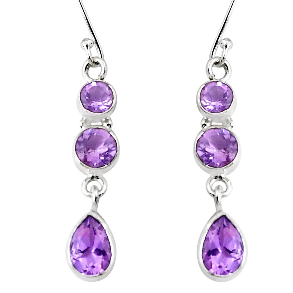 925 sterling silver 8.37cts natural purple amethyst dangle earrings p45684