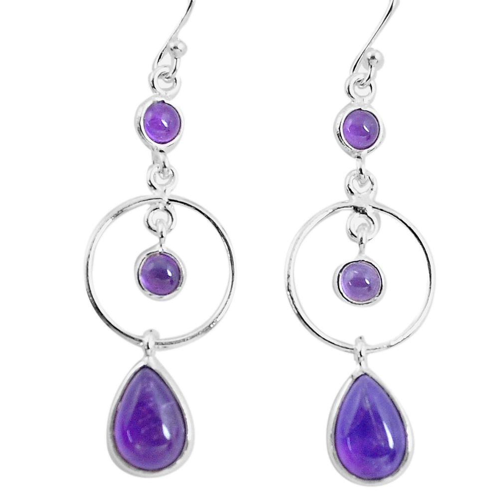 925 sterling silver 8.56cts natural purple amethyst dangle earrings p60629