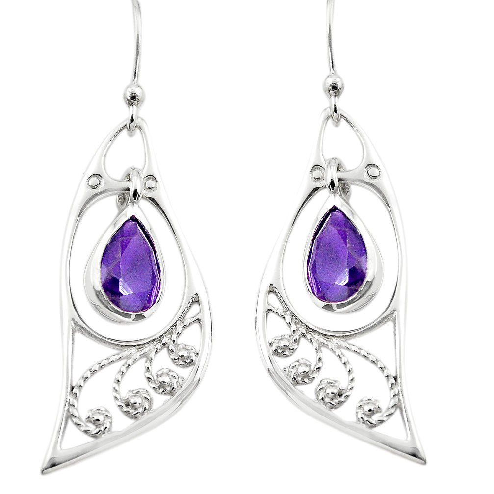 925 sterling silver 5.06cts natural purple amethyst dangle earrings p73511