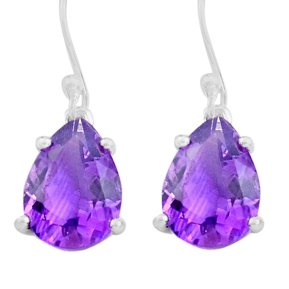 925 sterling silver 7.35cts natural purple amethyst dangle earrings p82160