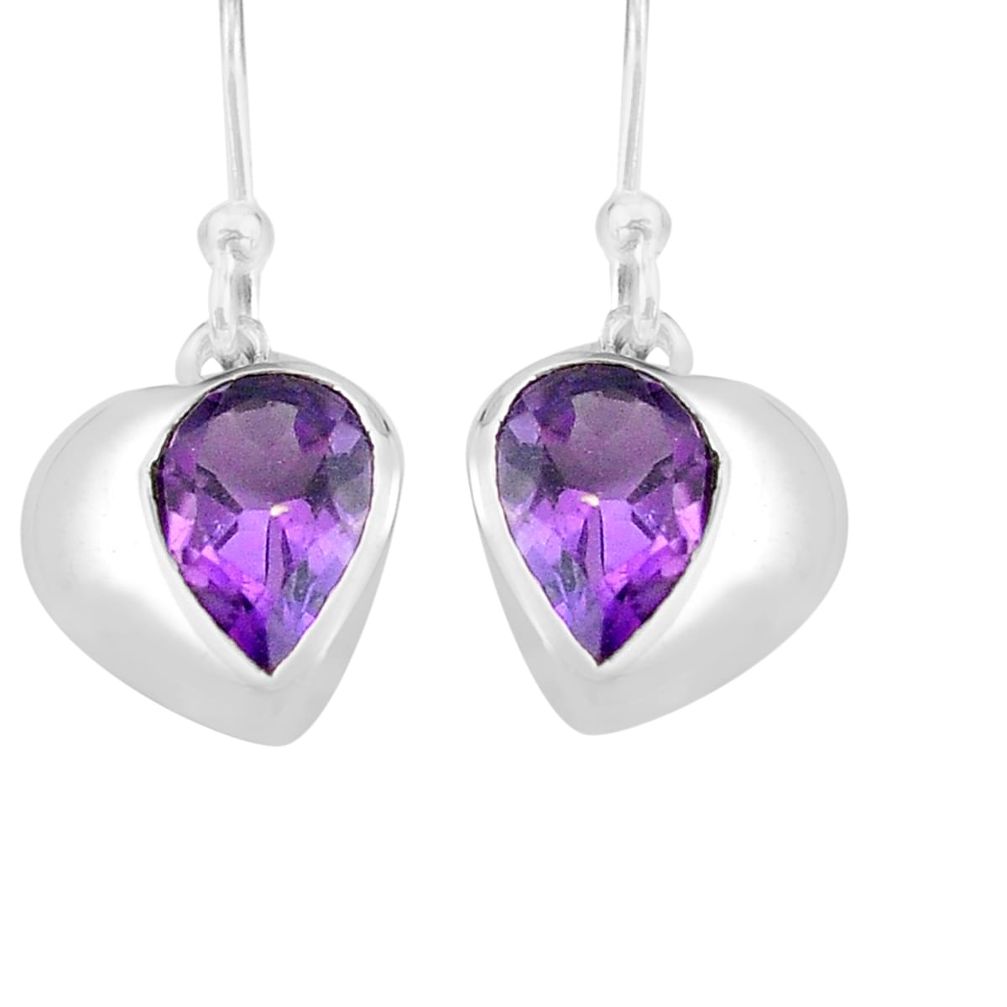 925 sterling silver 5.56cts natural purple amethyst dangle earrings p82304