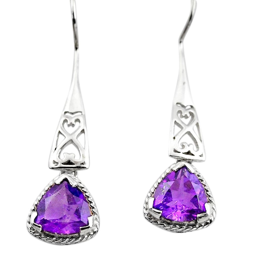 925 sterling silver 6.39cts natural purple amethyst dangle earrings p84057