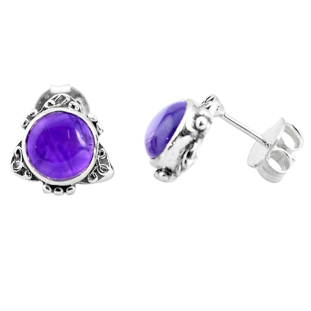 925 sterling silver 5.51cts natural purple amethyst stud earrings jewelry p35594