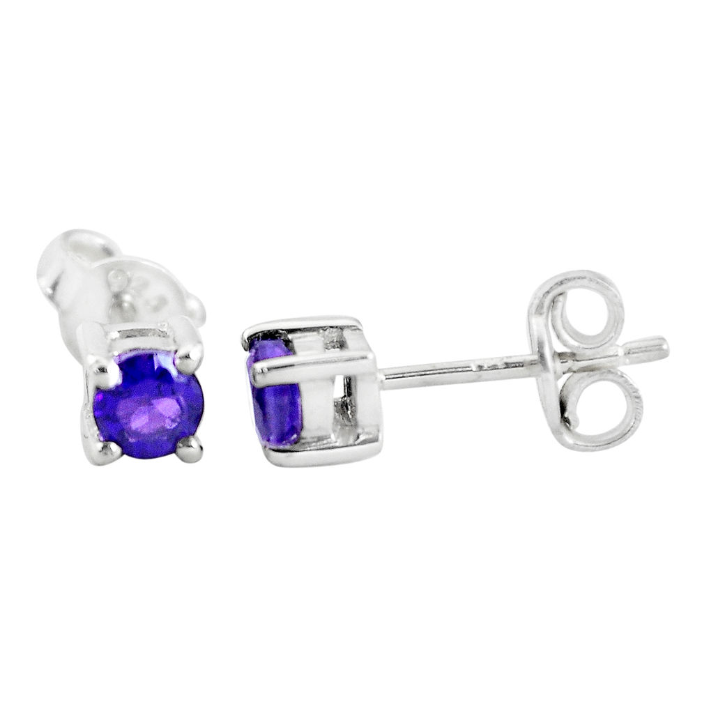 925 sterling silver 1.00cts natural purple amethyst stud earrings jewelry p36799