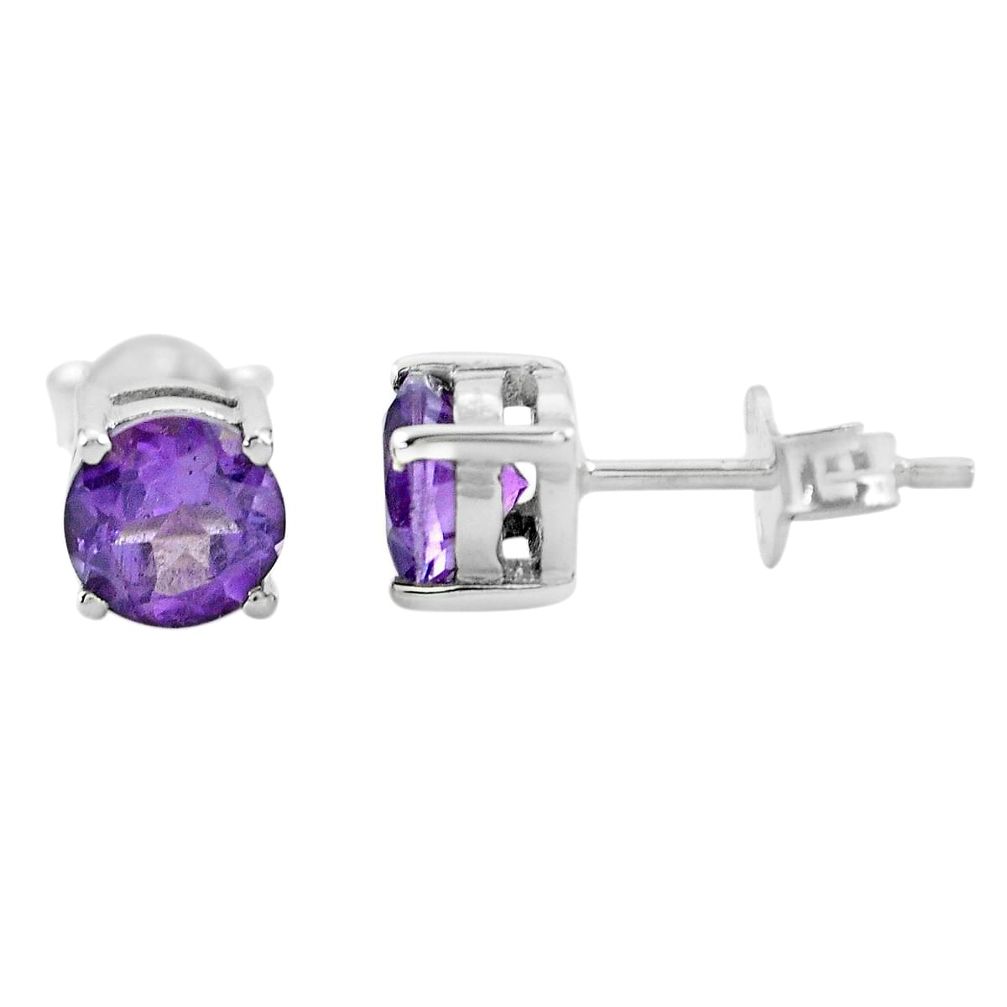 925 sterling silver 2.54cts natural purple amethyst stud earrings jewelry p62443