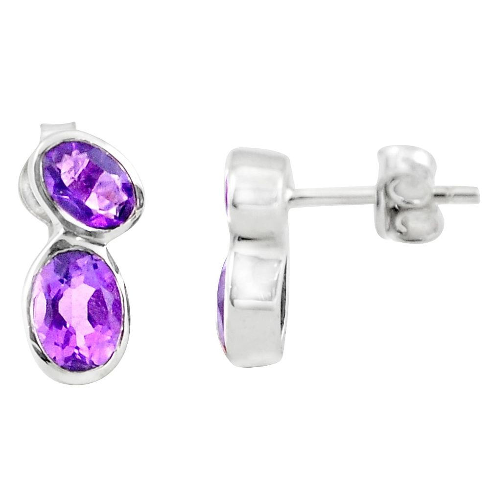 925 sterling silver 5.51cts natural purple amethyst stud earrings jewelry p73584