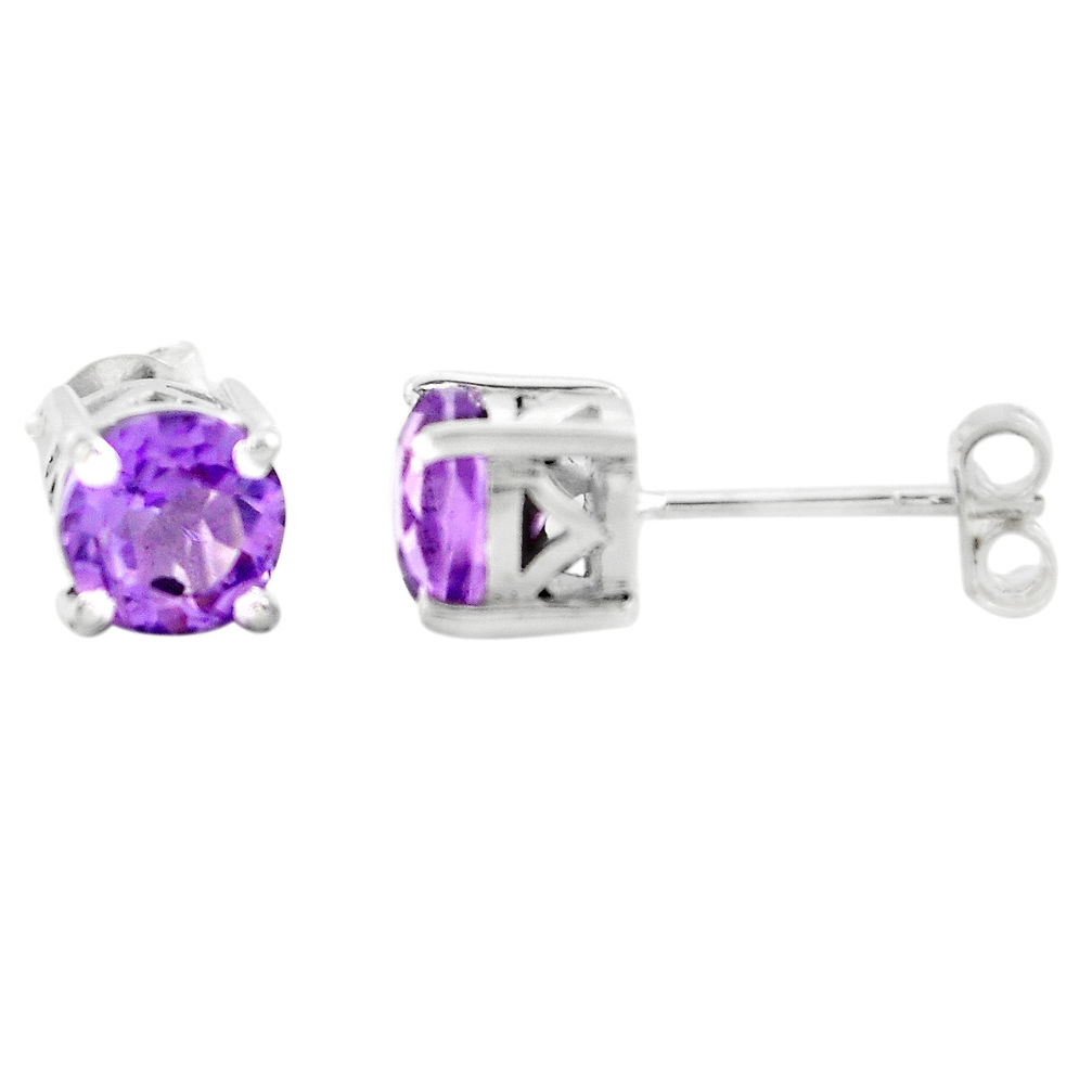 925 sterling silver 2.84cts natural purple amethyst stud earrings jewelry p74727