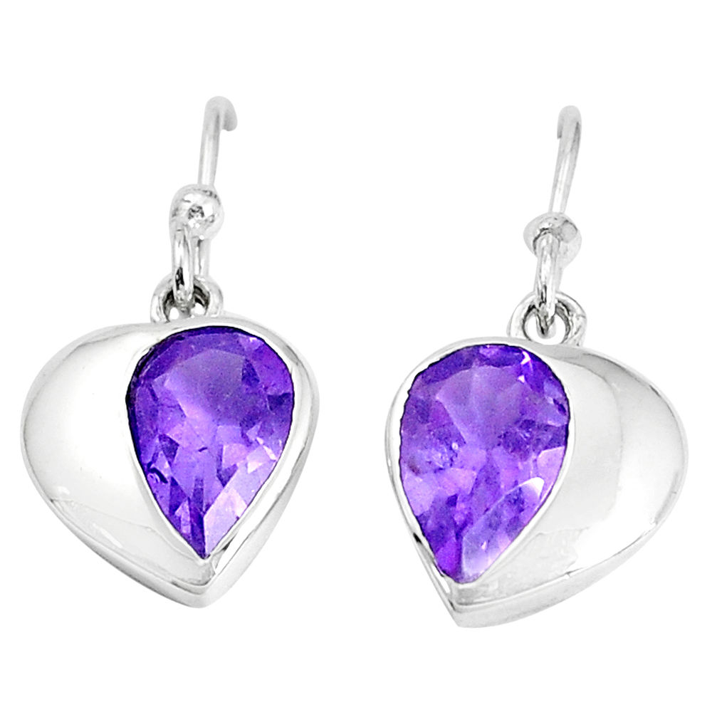 925 sterling silver 4.34cts natural purple amethystdangle earrings p36723
