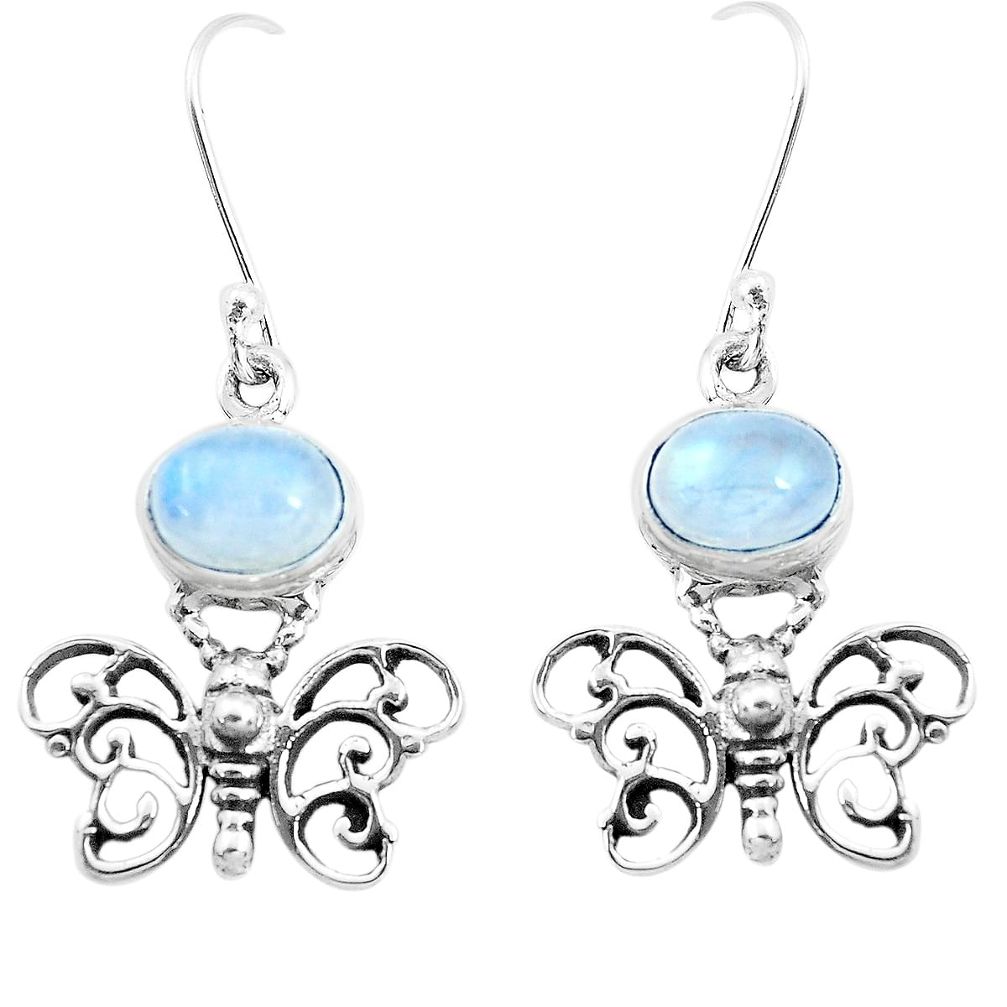 925 sterling silver 4.82cts natural rainbow moonstone butterfly earrings p38495