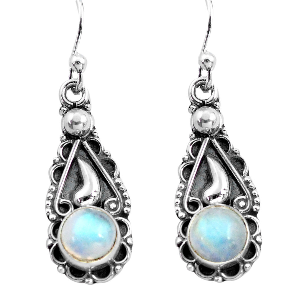 925 sterling silver 2.72cts natural rainbow moonstone dangle earrings c4550