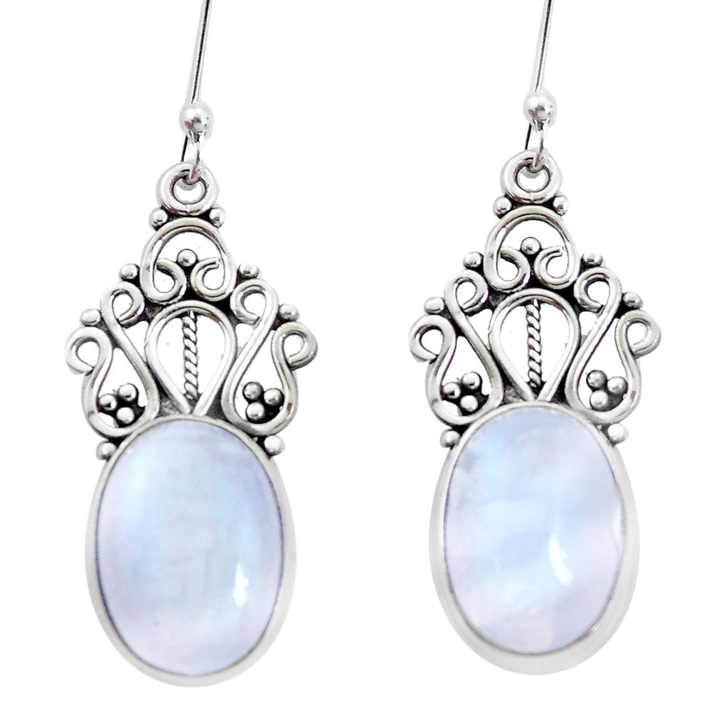 925 sterling silver 12.31cts natural rainbow moonstone dangle earrings p32694