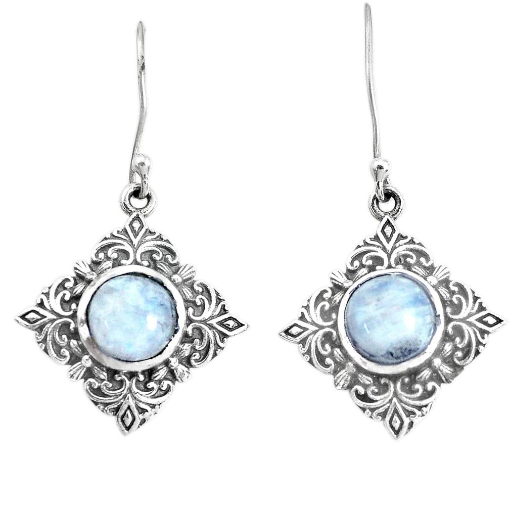 925 sterling silver 5.63cts natural rainbow moonstone dangle earrings p34498