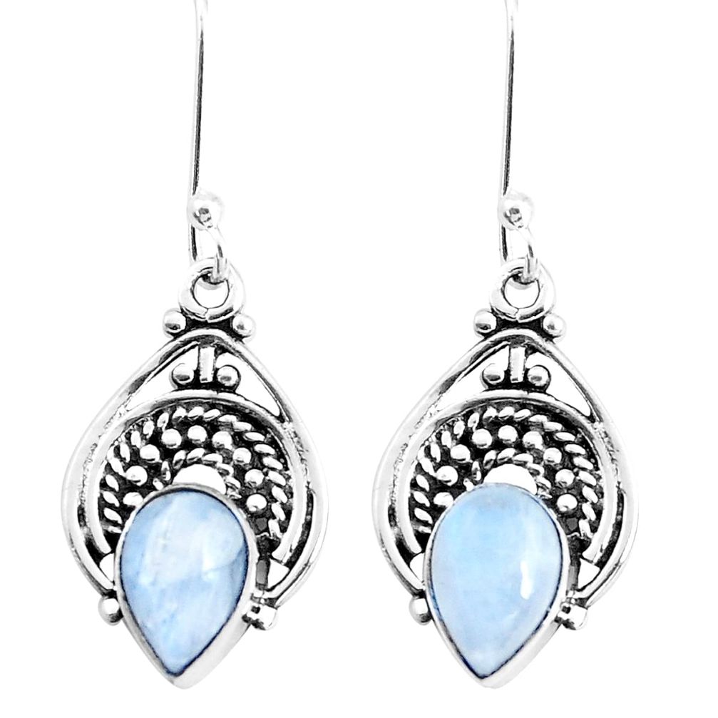 925 sterling silver 5.57cts natural rainbow moonstone dangle earrings p39276