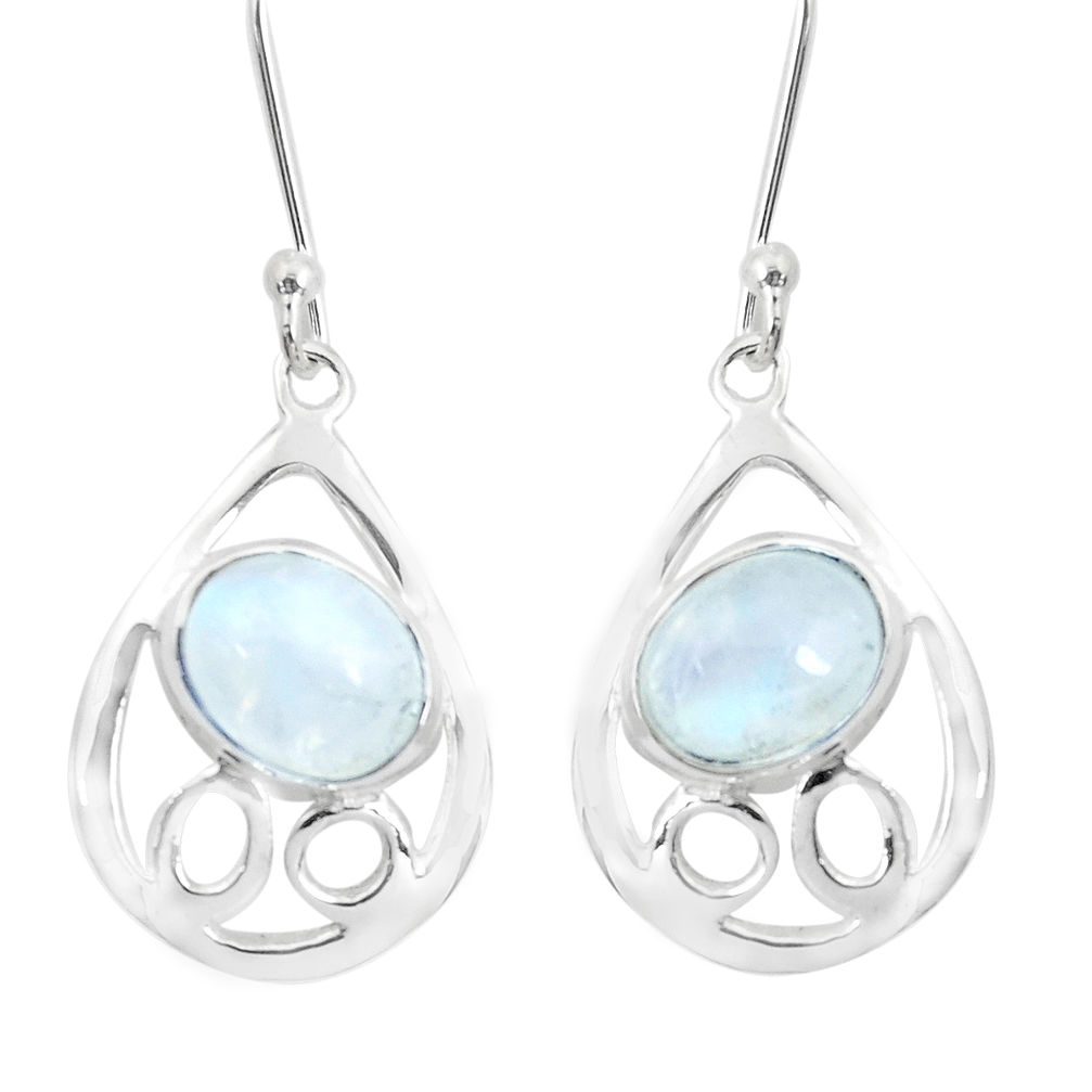 925 sterling silver 6.43cts natural rainbow moonstone dangle earrings p40198