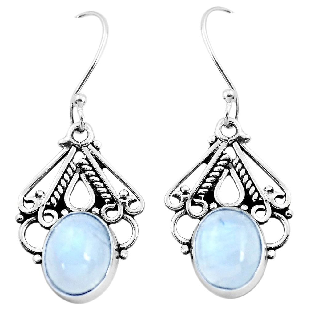 925 sterling silver 8.80cts natural rainbow moonstone dangle earrings p41434