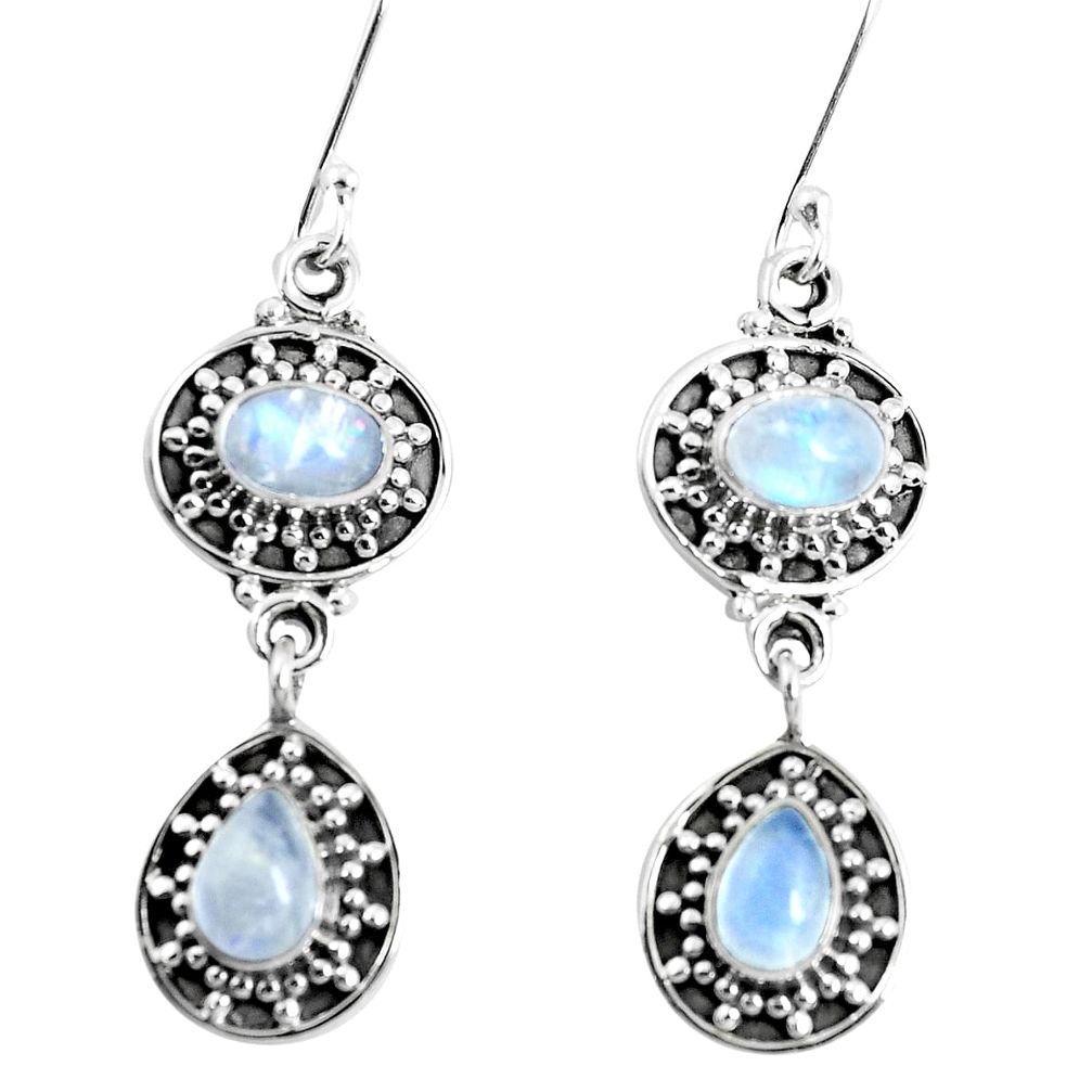 925 sterling silver 5.95cts natural rainbow moonstone dangle earrings p51530