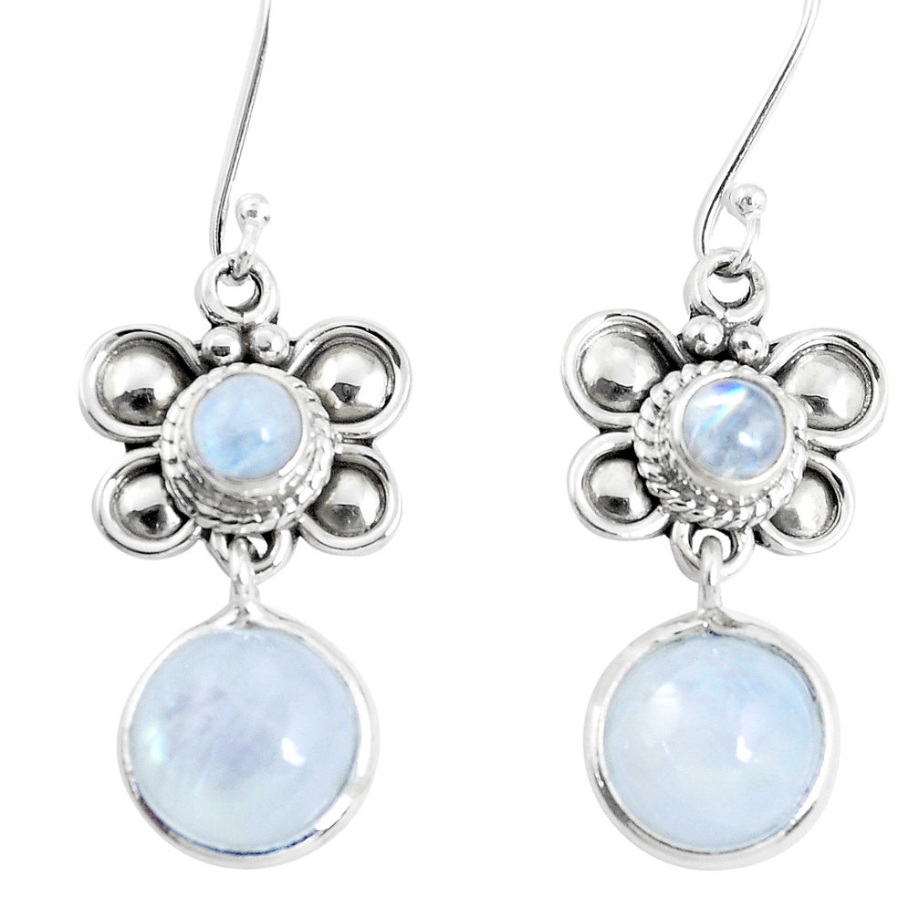 925 sterling silver 11.27cts natural rainbow moonstone dangle earrings p51551