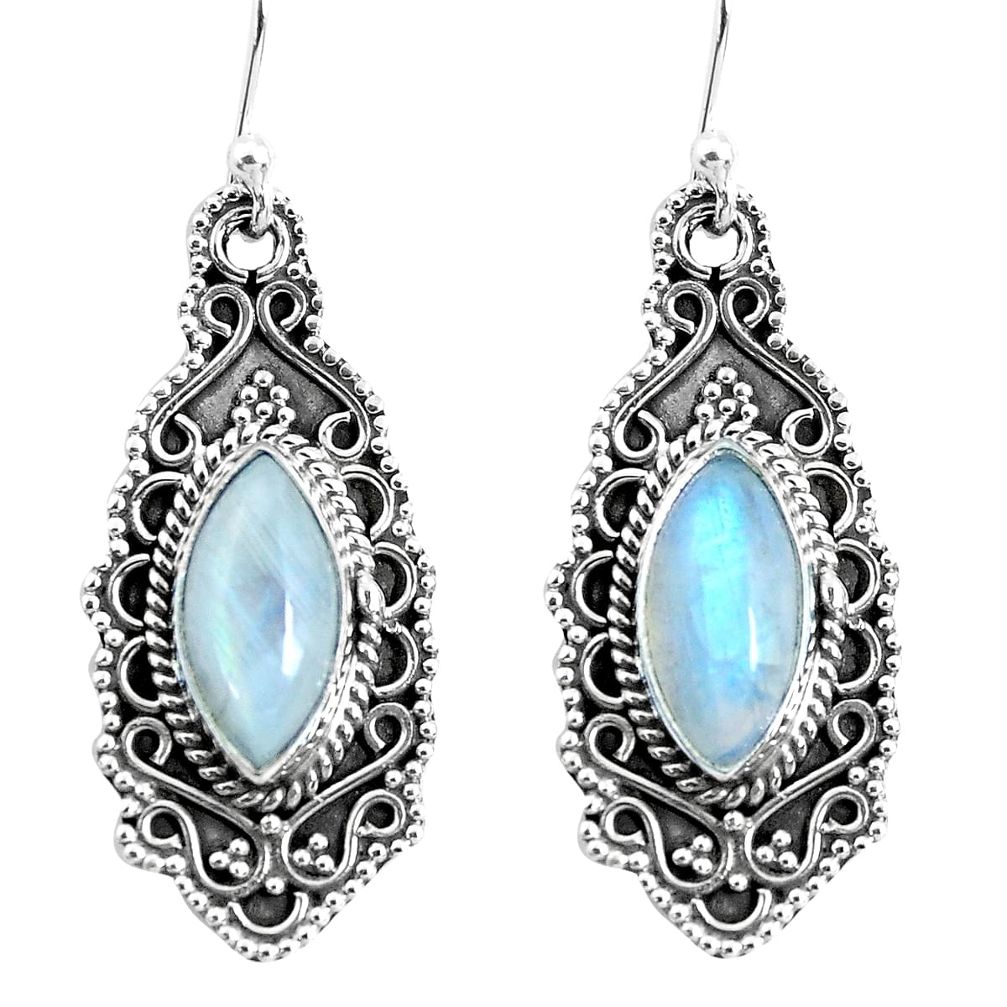 925 sterling silver 10.04cts natural rainbow moonstone dangle earrings p52758