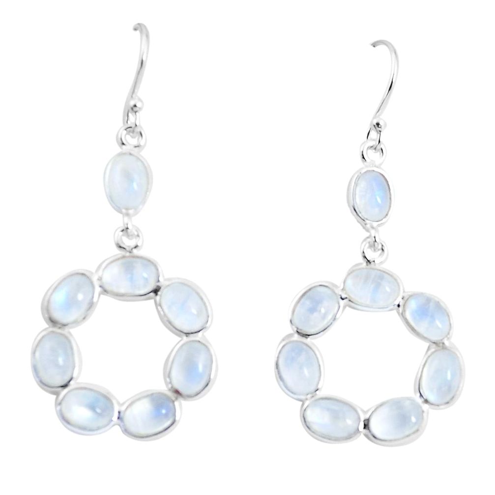 925 sterling silver 14.08cts natural rainbow moonstone dangle earrings p56912