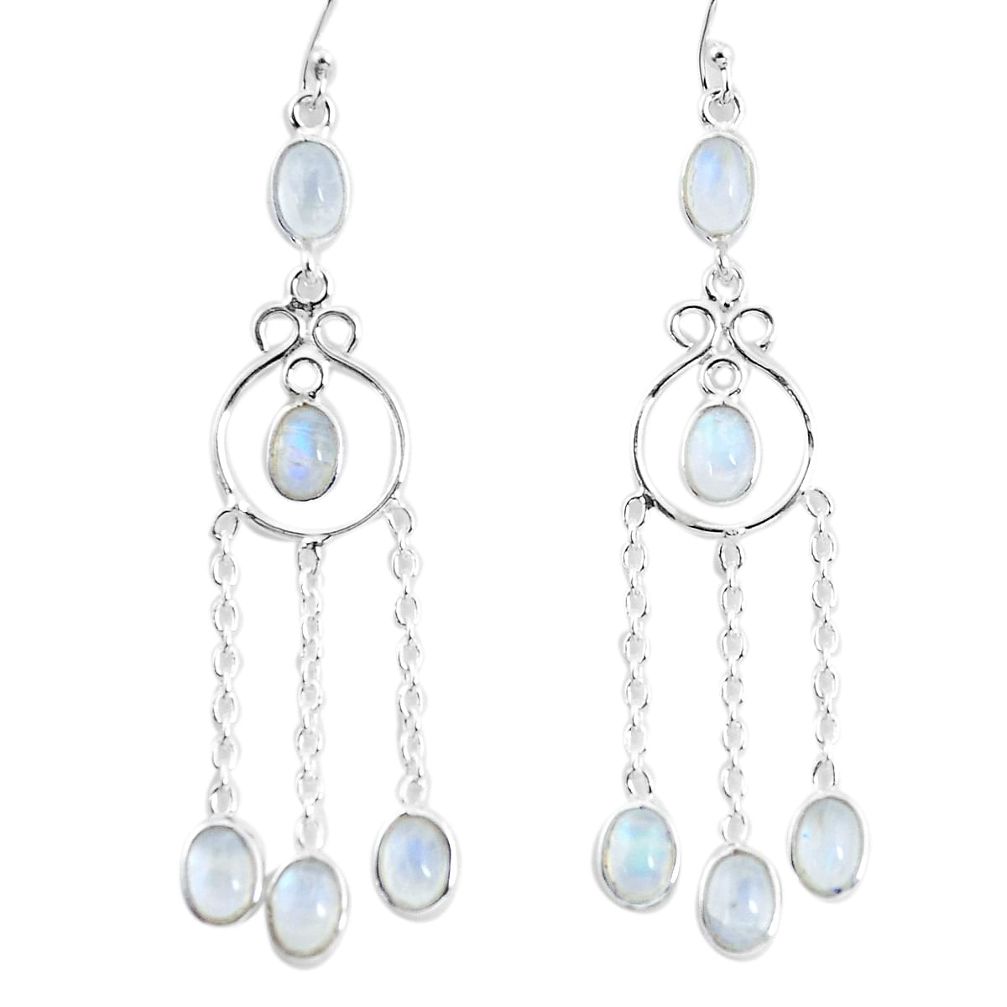 925 sterling silver 9.99cts natural rainbow moonstone dangle earrings p56975