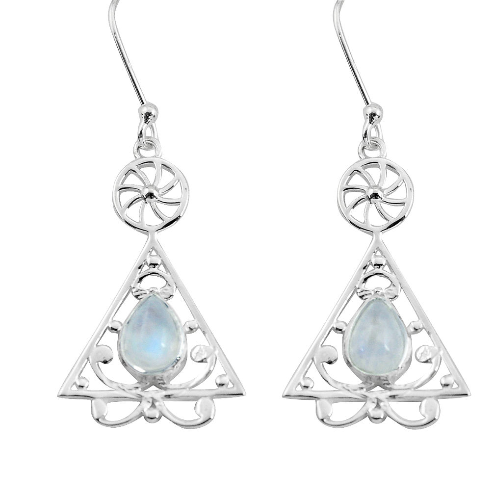 925 sterling silver 3.48cts natural rainbow moonstone dangle earrings p58140