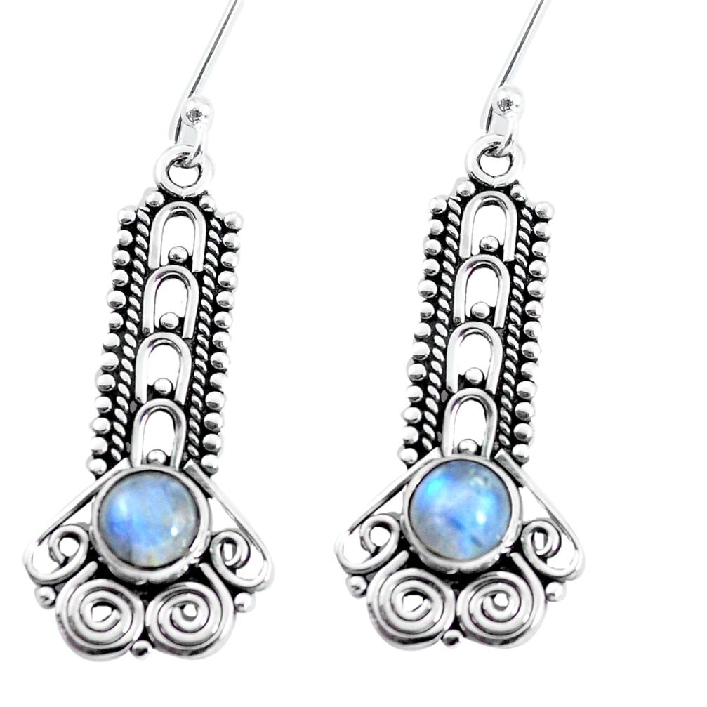 925 sterling silver 2.54cts natural rainbow moonstone dangle earrings p58149