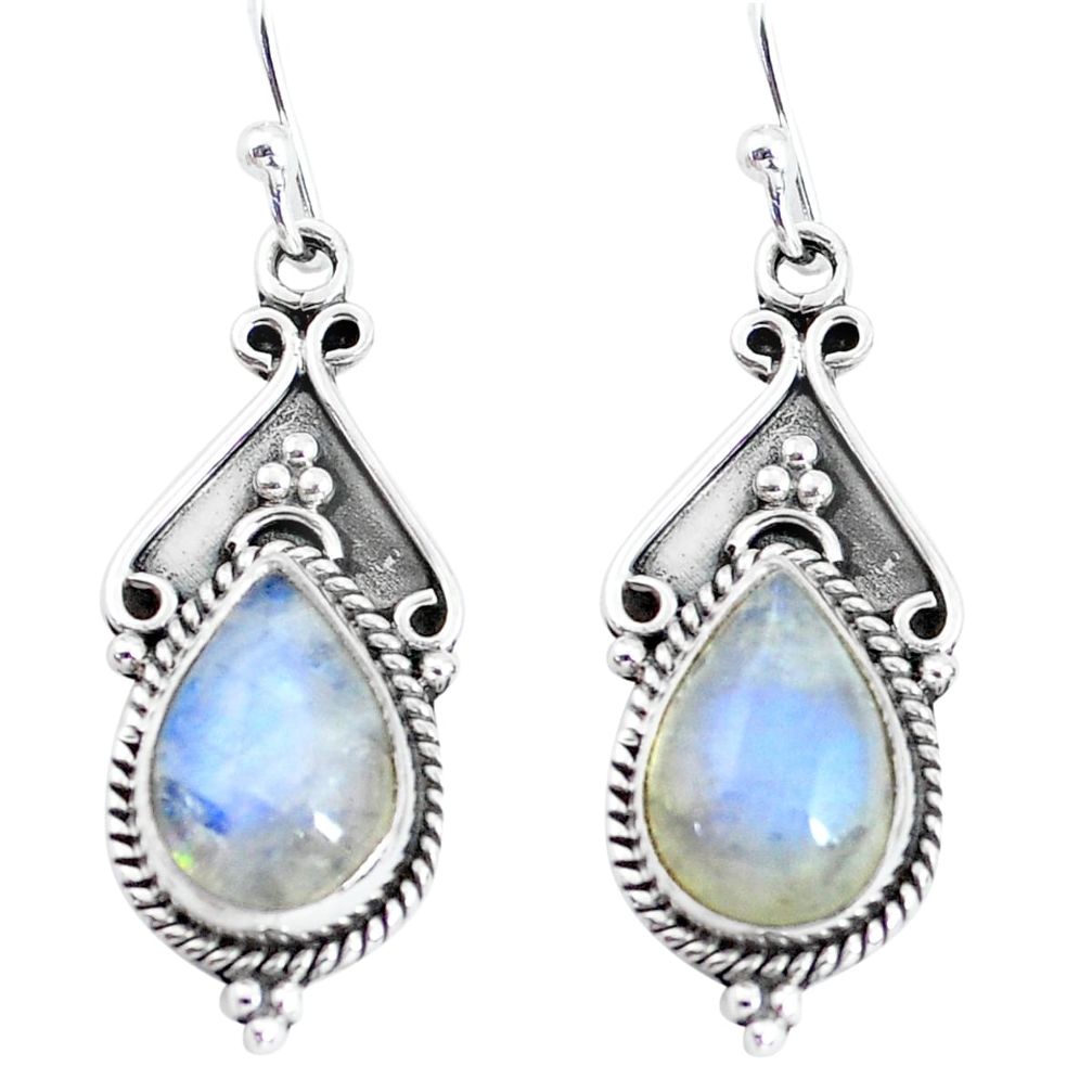 925 sterling silver 8.92cts natural rainbow moonstone dangle earrings p58208