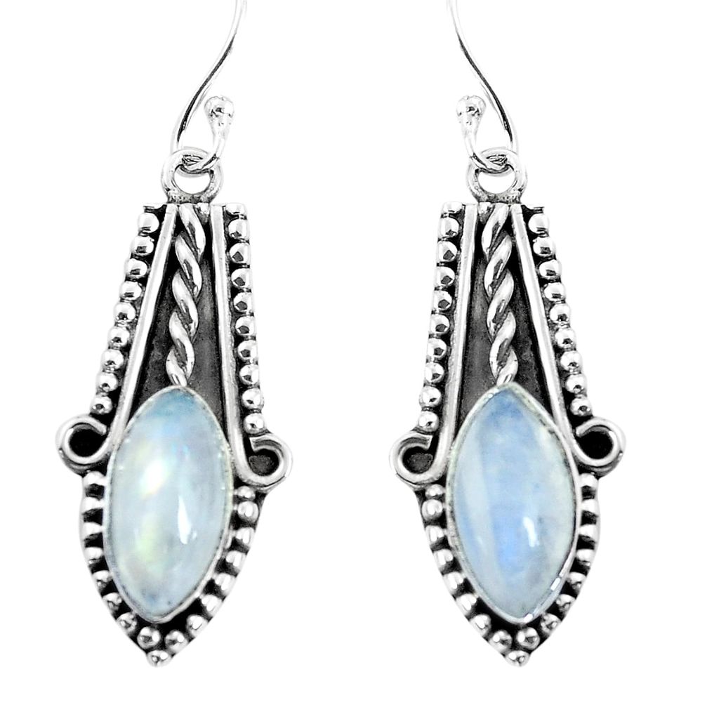 925 sterling silver 10.81cts natural rainbow moonstone dangle earrings p58280