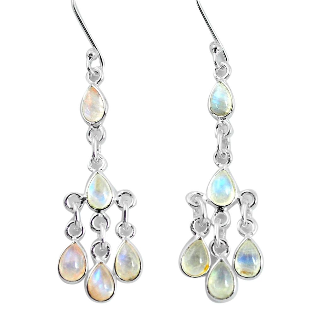 925 sterling silver 9.83cts natural rainbow moonstone dangle earrings p60547