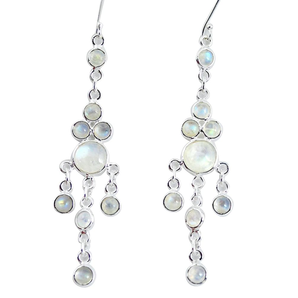 925 sterling silver 18.79cts natural rainbow moonstone dangle earrings p60551