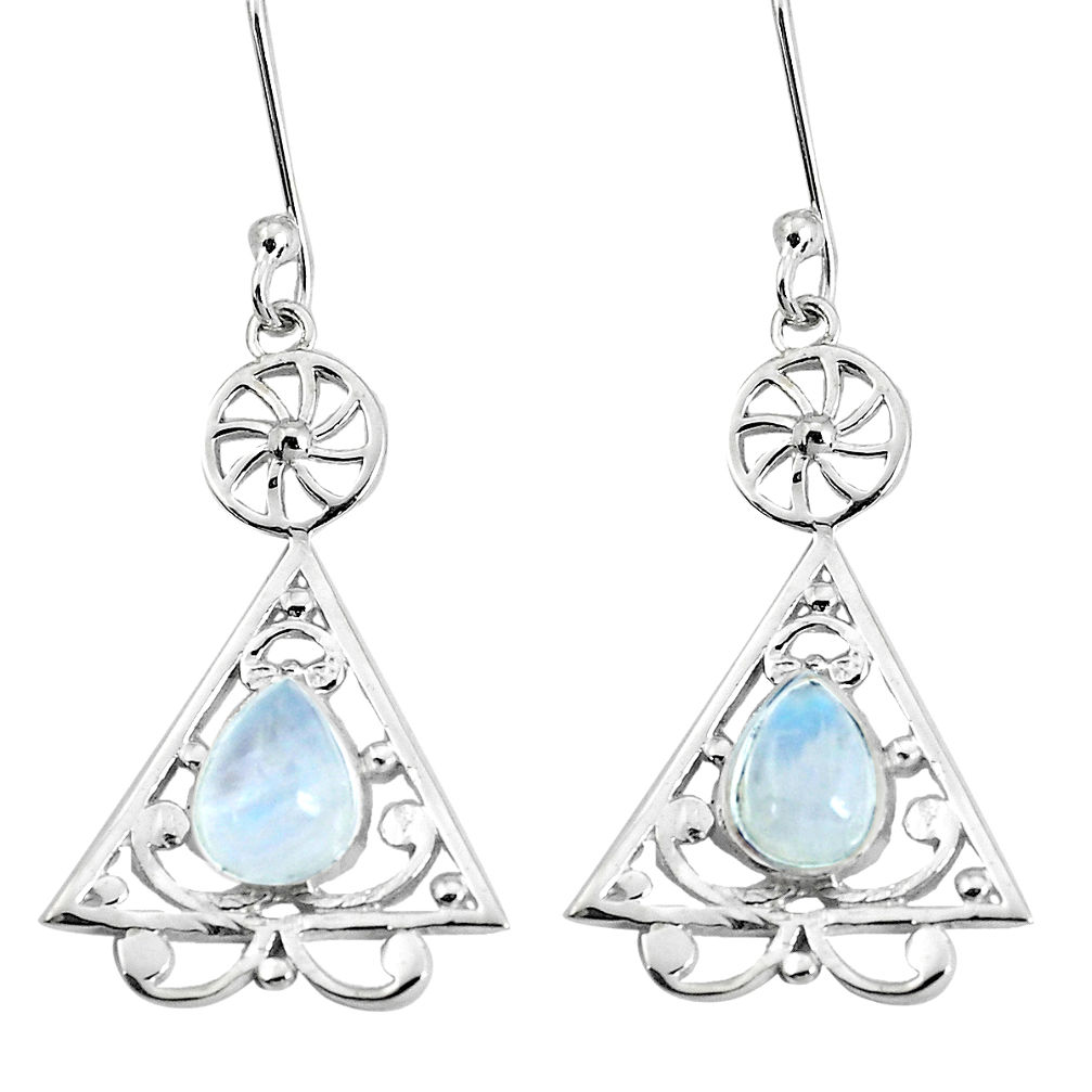 925 sterling silver 3.82cts natural rainbow moonstone dangle earrings p60639