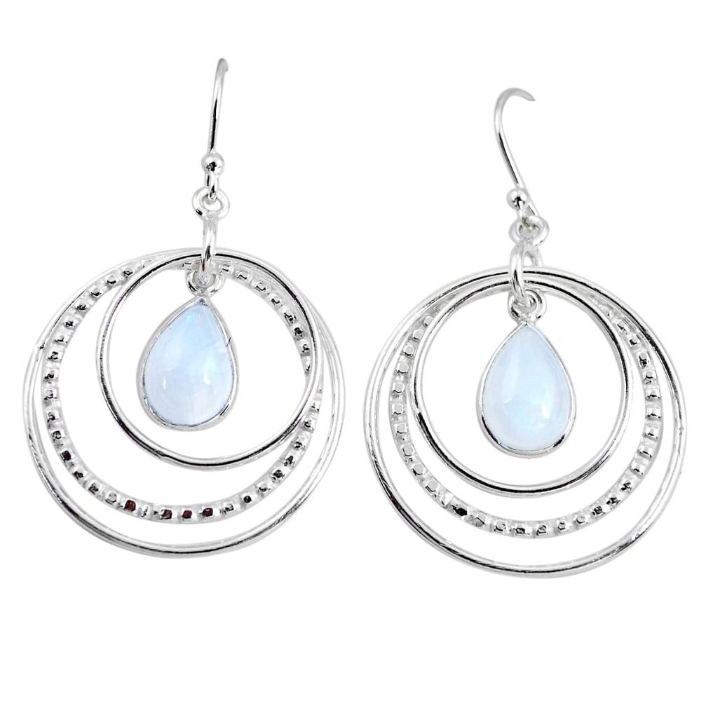 925 sterling silver 6.33cts natural rainbow moonstone dangle earrings p64780